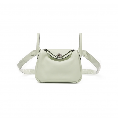 HERMES MASTER MINI LINDY 20 VERT FIZZ SWIFT PALLADIUM HARDWARE (19*12.5*9cm)